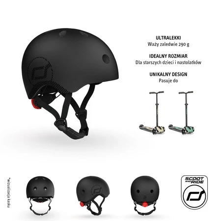 SCOOTANDRIDE Kask M-L dla starszych dzieci i nastolatków Black