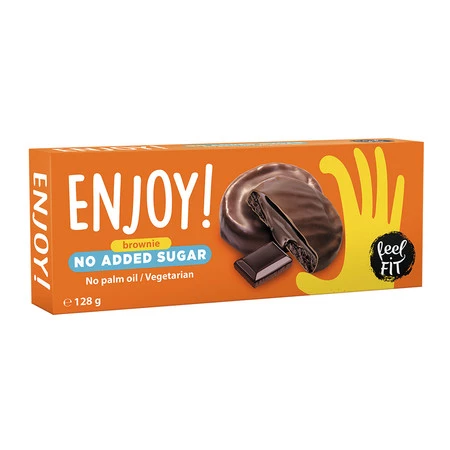 Feel FIT Enjoy! Ciastka kakaowe z kremem o smaku brownie bez cukru 128 g