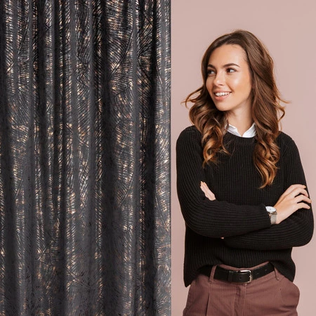 ZASŁONA GOTOWA TULIA NA TAŚMIE 135 X 270 CM CZARNY