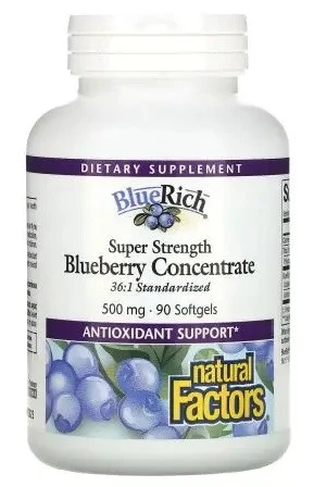 NATURAL FACTORS Super Strength Blueberry Concentrate Antyoksydant 90 kaps.