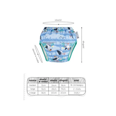 Close, Wielorazowe majteczki treningowe na dzień, Pink Puffin, M