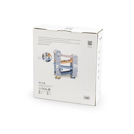 Viga Toys − PolarB, kolorowa drewniana zjeżdżalnia dla samochodzików