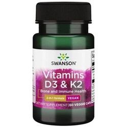 Swanson Witamina D3 2000IU +  K2 75mcg na wsparcie układu odpornościowego 60 kaps.