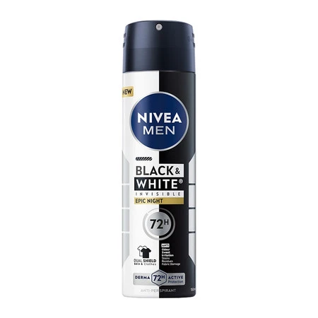 Men Black &amp; White Invisible Epic Night antyperspirant spray 150ml