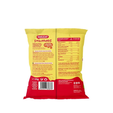 Smileat, BIO Smilondas, Chrupki z ciecierzycy, kukurydzy i soczewicy, pomidorowo-serowe 15m+, 25 g