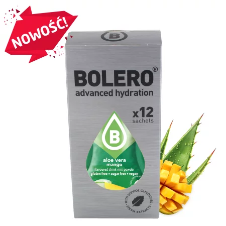 Zestaw Bolero Aloes z mango ze stwieą 12 szt. x 3g napój w proszku bez cukru