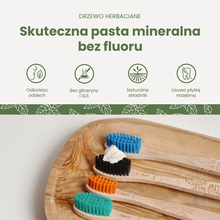 Georganics, Mineralna pasta do zębów w słoiku, bez fluoru, do codziennej pielęgnacji, smak drzewa herbacianego, 60 ml