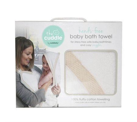 The Cuddle, Bawełniany ręcznik fartuch, biały/piaskowiec wzory geometryczne