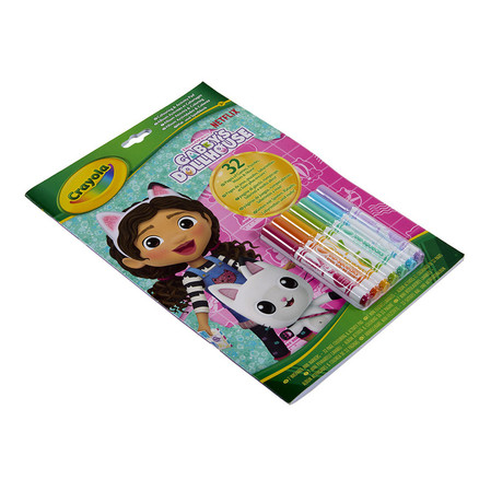Crayola Kolorowanka dla dzieci z łamigłówkami i flamastrami Koci Domek Gabi 3+