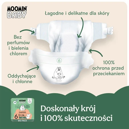 MOOMIN Baby, Pieluszki 6 JUNIOR (12-24kg), 51 szt. EKO BIG PACK
