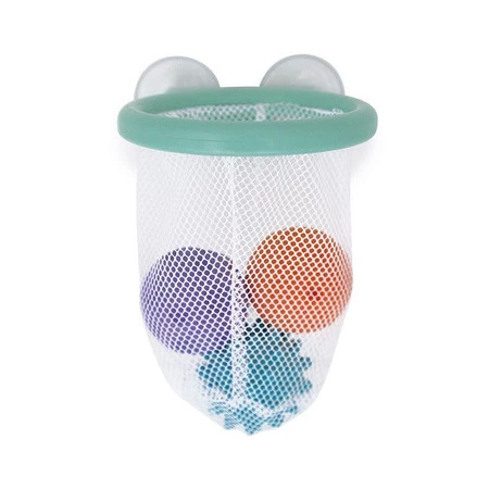 Janod Gra w koszykówkę do kąpieli kosz z przyssawkami z 3 piłkami 12m+