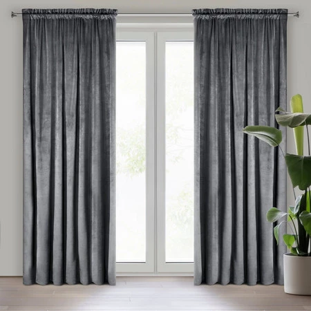 ZASŁONA GOTOWA D91 ROSA NA TAŚMIE 140 X 270 CM GRAFITOWY