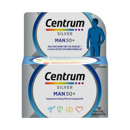 Silver Man 50+ multiwitaminy dla mężczyzn suplement diety 30 tabl.