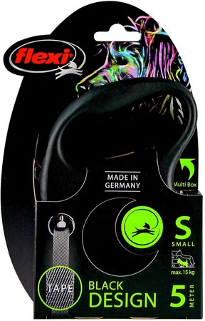 FLEXI BLACK Design Smycz taśmowa S / 5m czarna