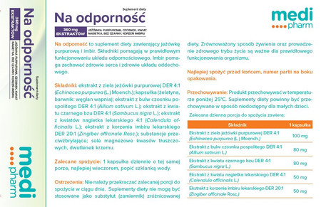 medi pharm Na Odporność 360 mg ekstraktów roślinnych 30 kaps.