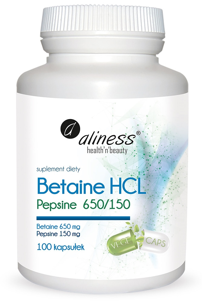 Alienss Betaina HCL z Pepsyną 650/150 x 100 VEGE kaps. - Nabea.pl