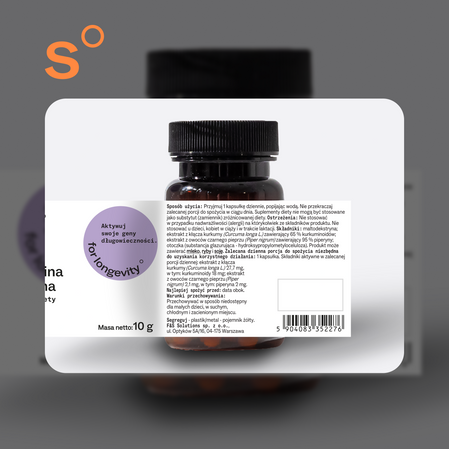 Sundose For Longevity resweratrol, zielona herbata, kurkumina i piperyna 60+30 kaps.