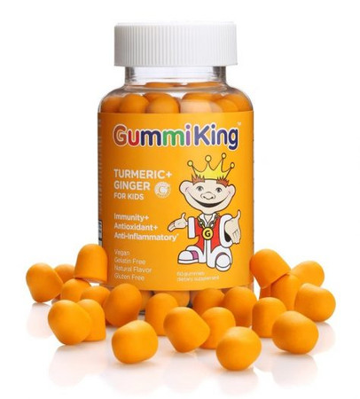 GUMMIKING Turmeric + Ginger for Kids - Kurkuma + Imbir dla dzieci na wsparcie układu odpornościowego 60 żelek