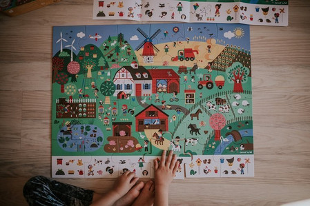Janod Puzzle obserwacyjne w walizce Farma 24 elementy 3+ Made in France