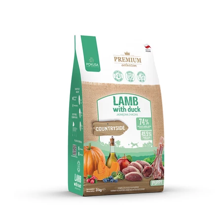 Pokusa Premium Selection Swojskie Smaki karma sucha Jagnięcina z Kaczką 3 kg dla psów szczeniaków