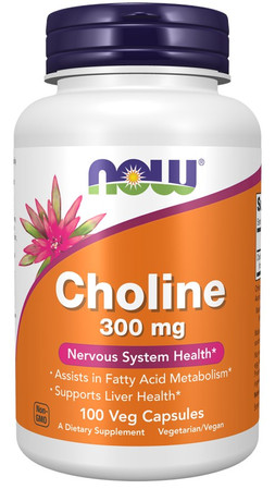 NOW FOODS Cholina 300 mg na wsparcie pracy mózgu 100 kaps.