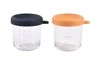 BEABA Zestaw pojemników słoiczków szklanych z zamknięciem 2 x 250 ml Night blue/Honey