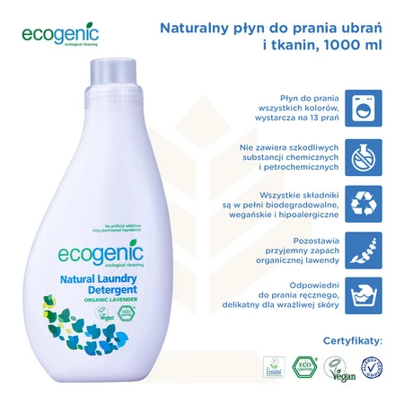 Ecogenic Płyn do prania lawendowy Eko 1000 ml