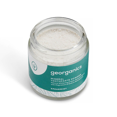 Georganics, Mineralny proszek do mycia zębów z naturalnym składem, do codziennej pielęgnacji, smak zielonej mięty, 60 ml