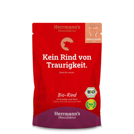 Zestaw 10x HERRMANN'S Selection Cat Bio Rind- bio wołowina z marchewką (100g)