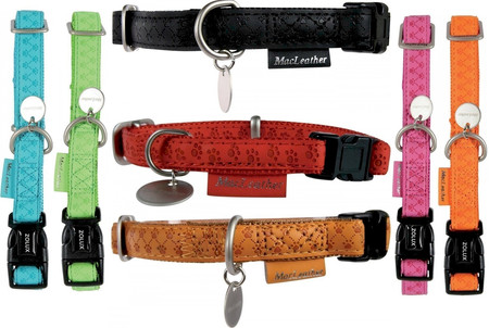 ZOLUX Obroża regulowana Mac Leather Turkusowa 20mm