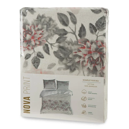 Komplet pościeli satynowej Nika 43, 140 x 200 cm, Jasnoszary