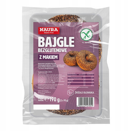 Naura Bajgle bezglutenowe z makiem 190g