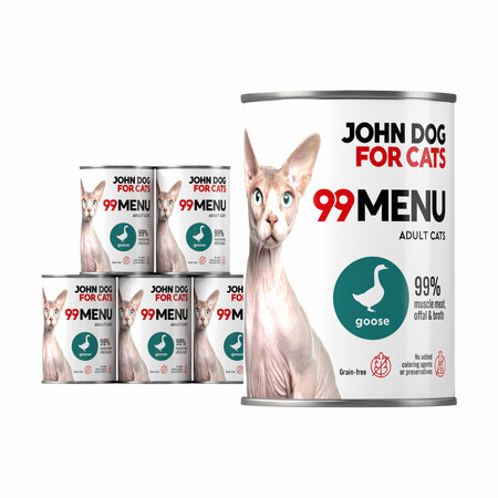 John Dog For Cats 99 Menu Gęś - karma mokra dla kota - 6 x 400g