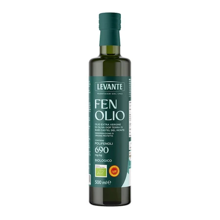 LEVANTE OLIWA Z OLIWEK EXTRA VIRGIN WYSOKOPOLIFENOLOWA FENOLIO PDO TERRA DI BARI CASTEL DEL MONTE BIO 500 ml