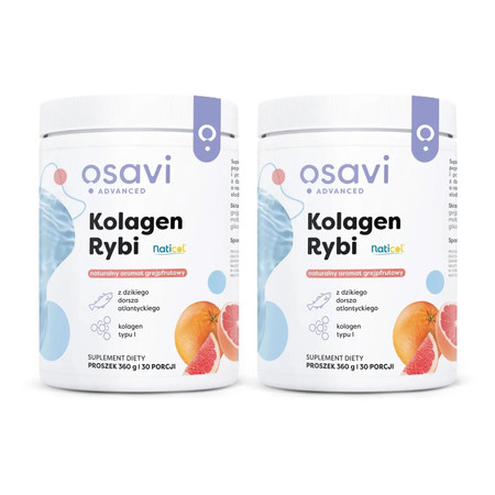 Zestaw 2x Osavi Kolagen Rybi z Dzikiego Dorsza 360 g, smak grejpfrut