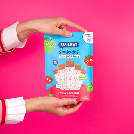 Smileat, BIO Smilados, Mus owocowy do mrożenia o smaku truskawki i jabłka, idealny na ząbkowanie 6m+, 5x50g