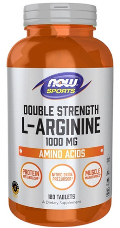 Now Foods L-Arginine 1000 mg Double Strength Aminokwasy 180 tabl.