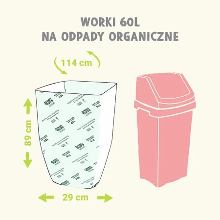 GreenAware, Kompostowalne worki na śmieci 60 L, 5 szt.