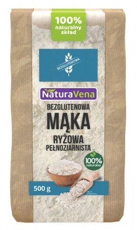 MĄKA RYŻOWA PEŁNOZIARNISTA BEZGLUTENOWA 500 g - NATURAVENA