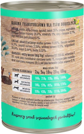 WIEJSKA ZAGRODA Królik z Indykiem bez zbóż 400g