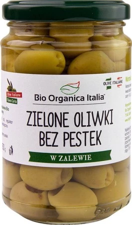 Bio Organica Italia − Oliwki zielone bez pestek w zalewie BIO − 280 g / 160 g