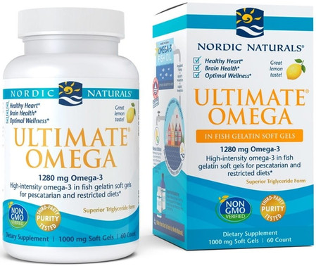 Nordic Naturals Ultimate Omega Omega-3 kwasy tłuszczowe EPA i DHA 1280 mg 60 kaps. smak cytryna