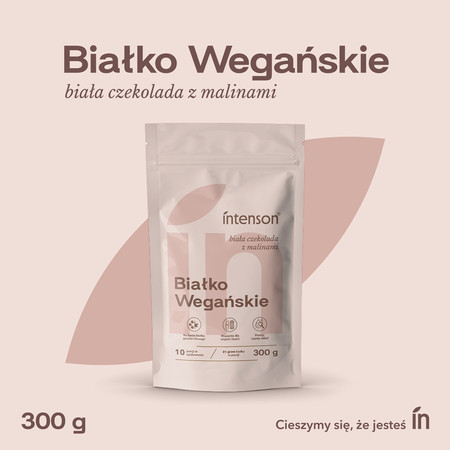 Intenson Białko Wegańskie o smaku białej czekolady i malin 300g