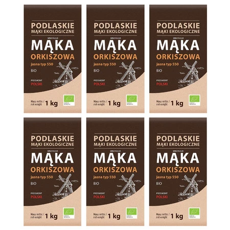 Zestaw 6x BioLife − Mąka orkiszowa jasna typ 550 BIO − 1 kg