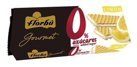 WAFLE NADZIEWANE O SMAKU CYTRYNOWYM BEZ DODATKU CUKRU 150 g - FLORBU