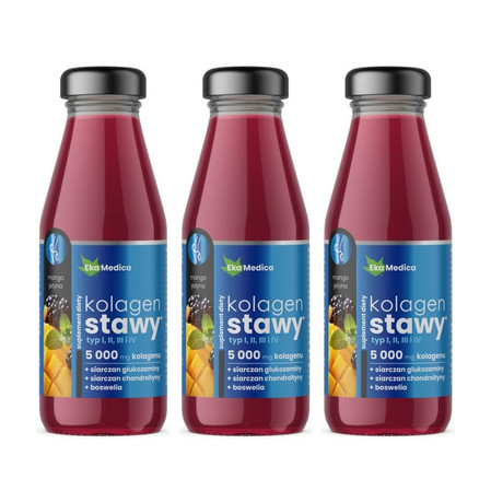 Zestaw: 3x Ekamedica Kolagen Stawy typ I II III IV 250 ml