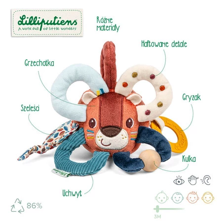 Lilliputiens Piłeczka aktywizująca wielofunkcyjna Lew Jack 3 m+