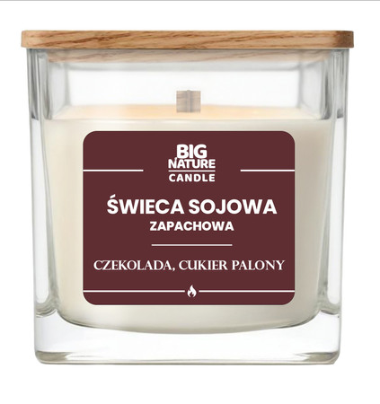 Big Nature Świeca sojowa o zap. Czekolada i Cukier Palony 220g