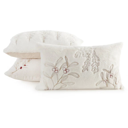 Poszewka dekoracyjna świąteczna futrzana, kolor beżowy, rozm. 30 x 50cm