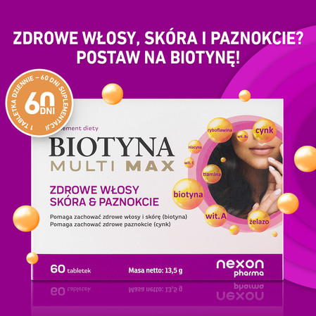 Nexon Biotyna Multi Max na wsparcie włosów, skóry i paznokci 60 tabl.